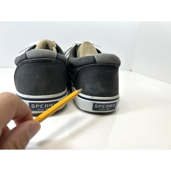 mens sperry topsider canvas shoes/size 10W stately/Charcoal Gray - Picture 7 of 16